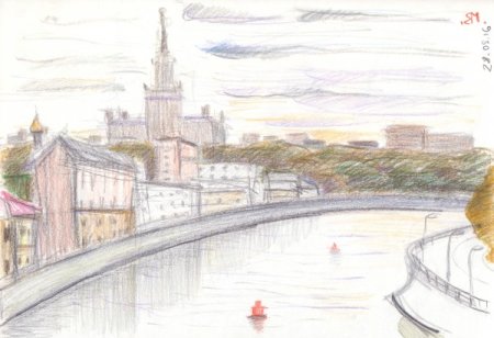 Рассвет на Москве реке рисунок