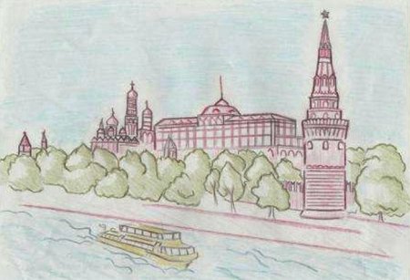 Рассвет на Москве реке рисунок