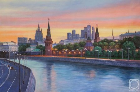 Рассвет на Москве реке рисунок