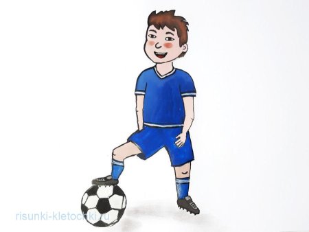 Рисунок футболиста с мячом детский