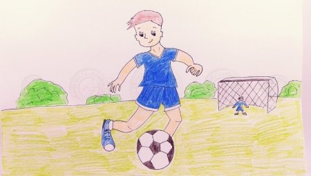 Рисунок детей играющих в футбол