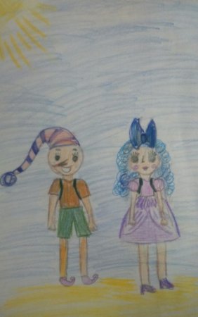 Рисование Мальвины и Буратино