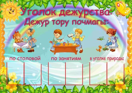 Стенд уголок дежурства в детском саду
