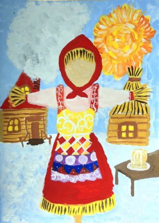Кукла на Масленицу карандашом