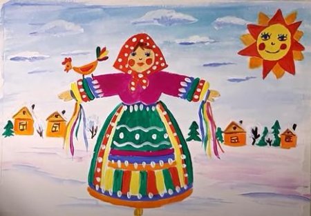 Народные гуляния Масленица рисунок