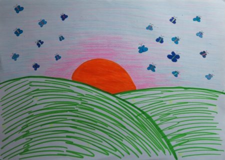 Детский рисунок удивительная красота неба