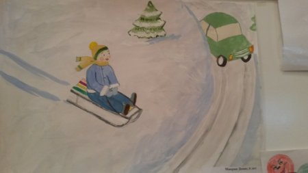 Рисование по правилам дорожного движения зимой