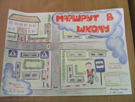 Рисунок дорого от дома до школы