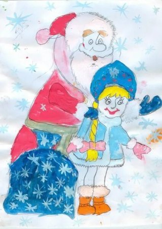 Рисование с детьми Деда Мороза и Снегурочки