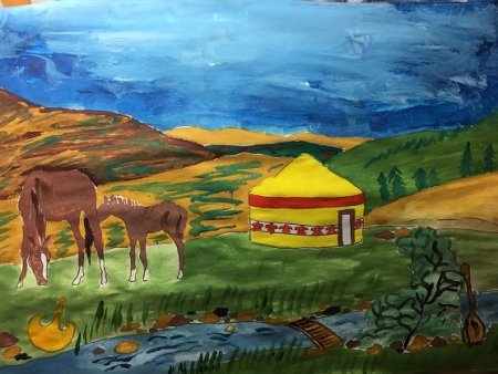 Юрта рисунок для детей башкир Башкортостана