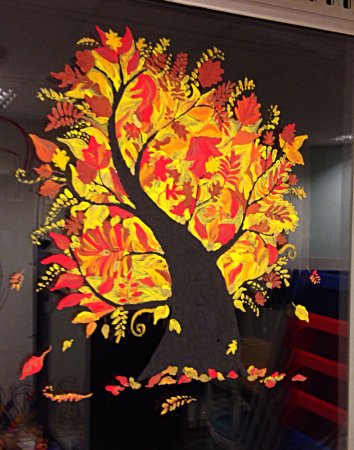 Украшение окон к 1 сентября в детском саду