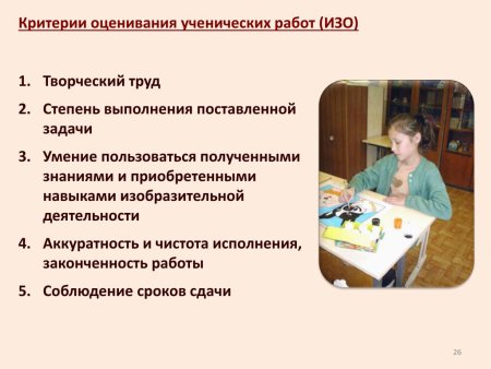 Критерии оценки на уроке изо