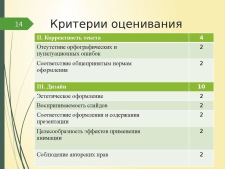 Критерии оценки проекта в начальной школе