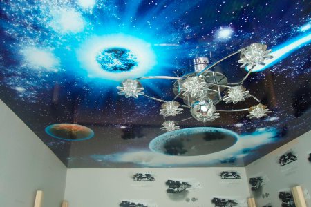 Натяжной потолок в детскую мальчику с фотопечатью