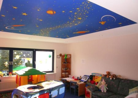 Потолок с планетами в детской