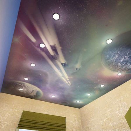 Натяжные потолки в подростковую комнату с фотопечатью