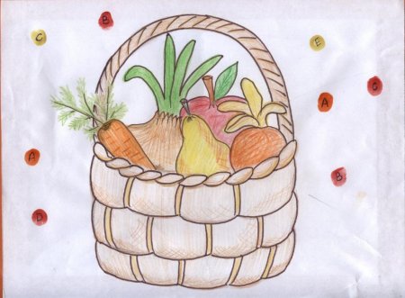 Рисование корзина с овощами