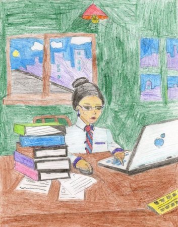 Детские рисунки мама на работе