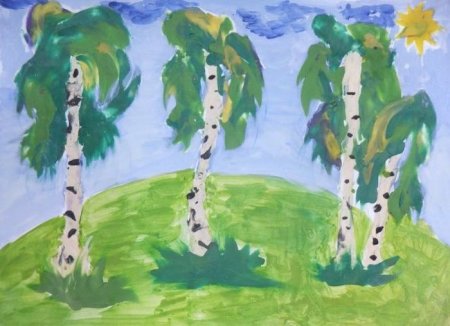 Рисование Березовая роща