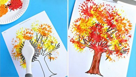 Рисование нетрадиционным методом осень