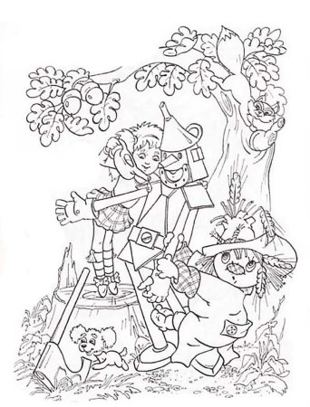 Раскраска к сказке волшебник изумрудного города