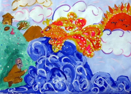 Рисунок на тему сказки Пушкина