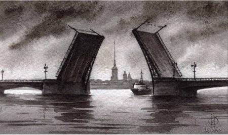 Рисунок Дворцовый мост Питера
