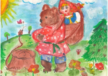 Рисунок к сказке Маша и медведь