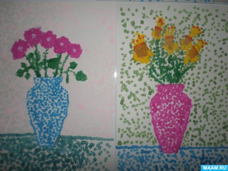 Рисование ватными палочками в старшей группе