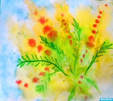 Рисование по мокрому листу в детском саду