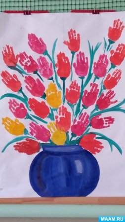 Рисование цветы для мамы 2 младшая группа