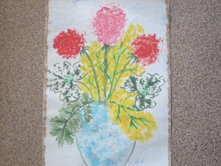 Рисование мятой бумагой цветы