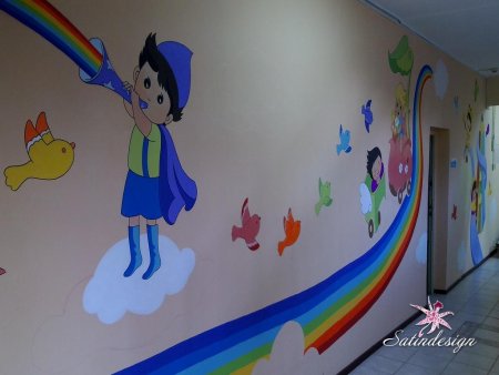 Украшение стены холла в детском саду