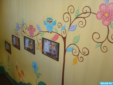 Дерево украшение раздевалки в детском саду