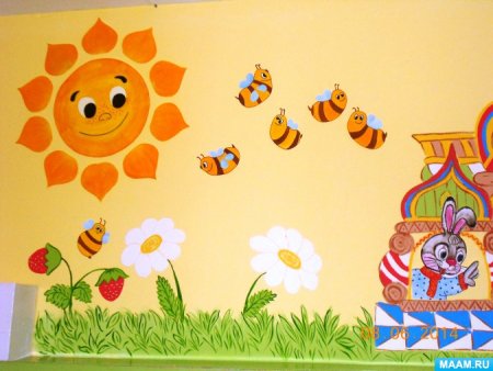 Украсить стену лето в садике