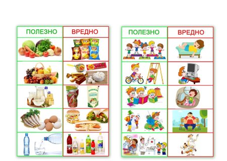 Полезные продукты занятие для детей