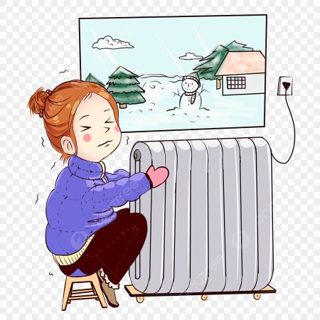 Ребенок у батареи тепло