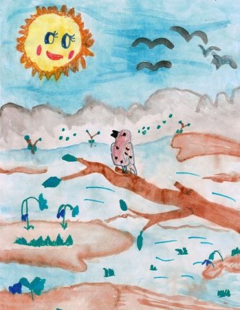 Детский рисунок Весна