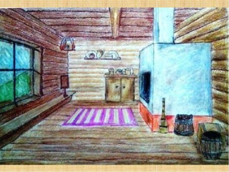 Интерьер русской избы рисунки