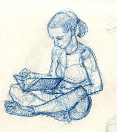 Человек сидит за столом рисунок