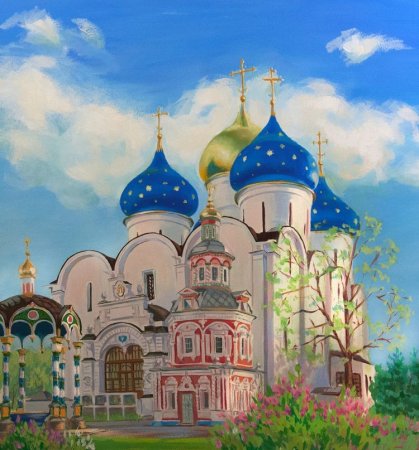 Храм Сергиев Посад рисунок