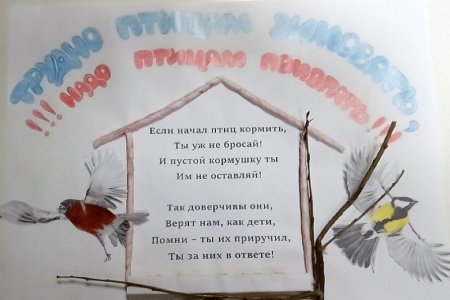 Плакаттпоеормите птиц зимой