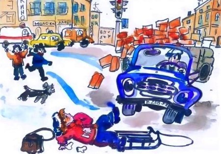 Рисование по правилам дорожного движения зимой