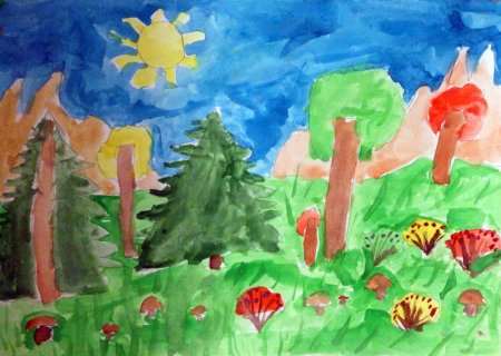 Рисунки первоклашек на тему осень