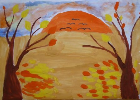 Осень Золотая рисование с детьми