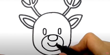 Голова оленя рисунок для детей карандашом легко