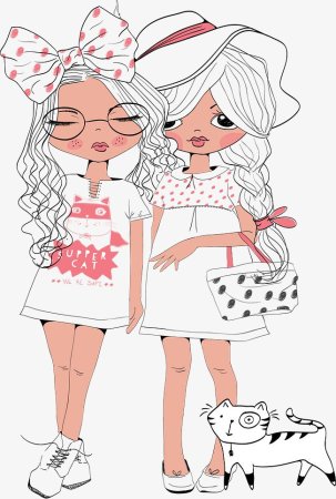 Две девочки мультяшные