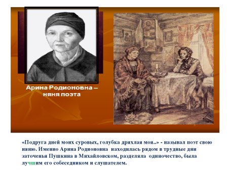 Арина Родионовна няня Пушкина