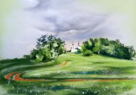 Летний пейзаж пастелью