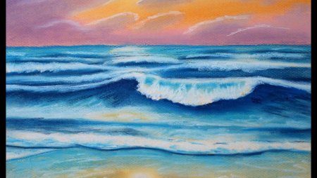 Море цветными карандашами